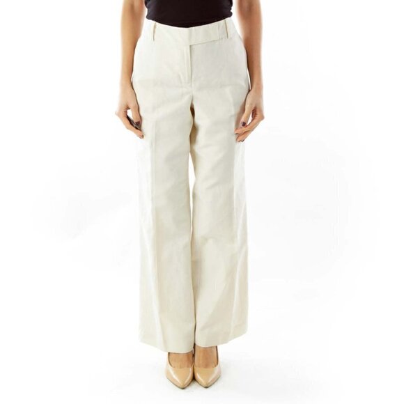 Ann Taylor Pants - Ann Taylor Beige Canvas Straight-Leg Pants
